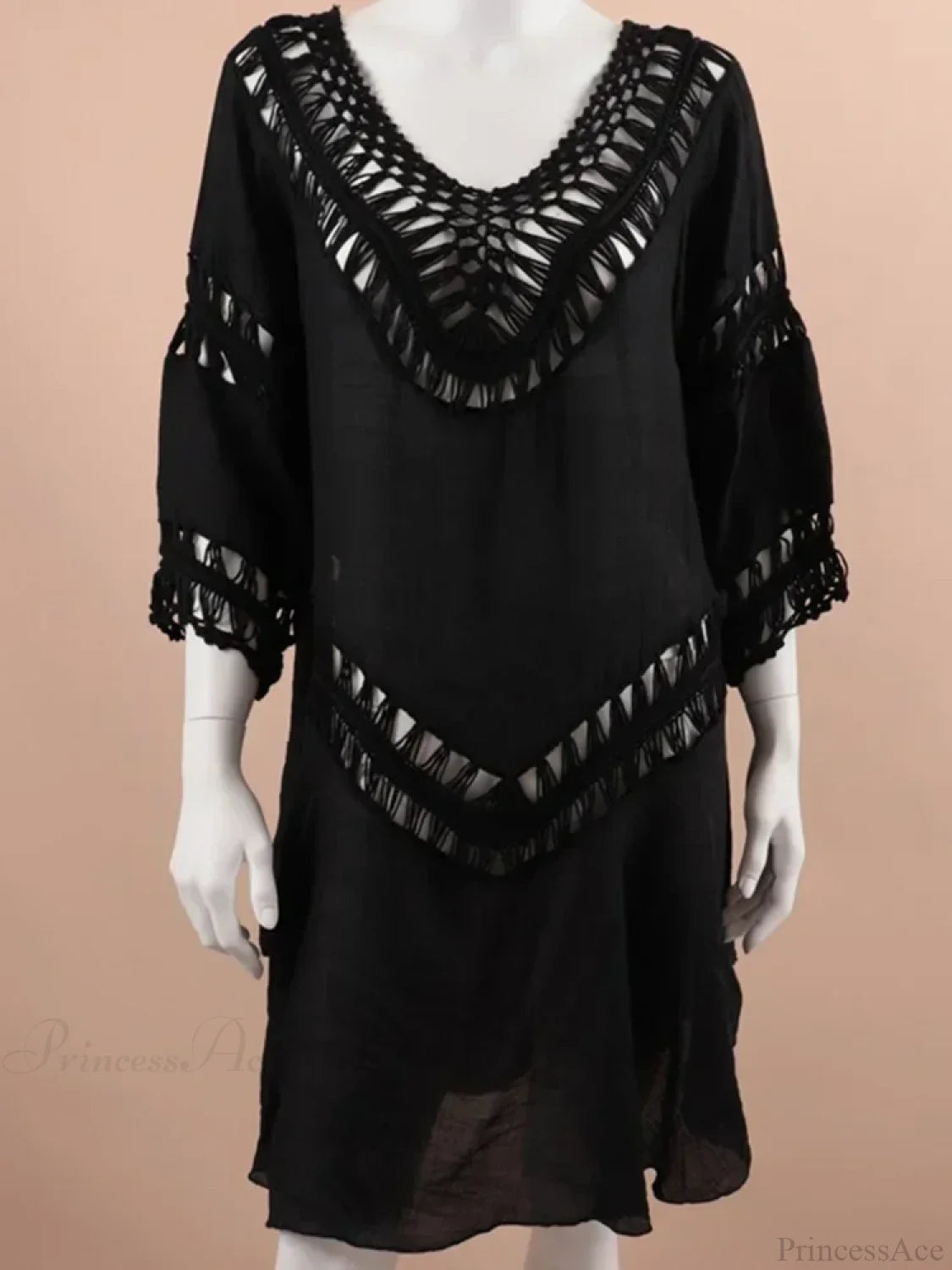 Hollow Out Bikini Mini Cover Up Black / One Size