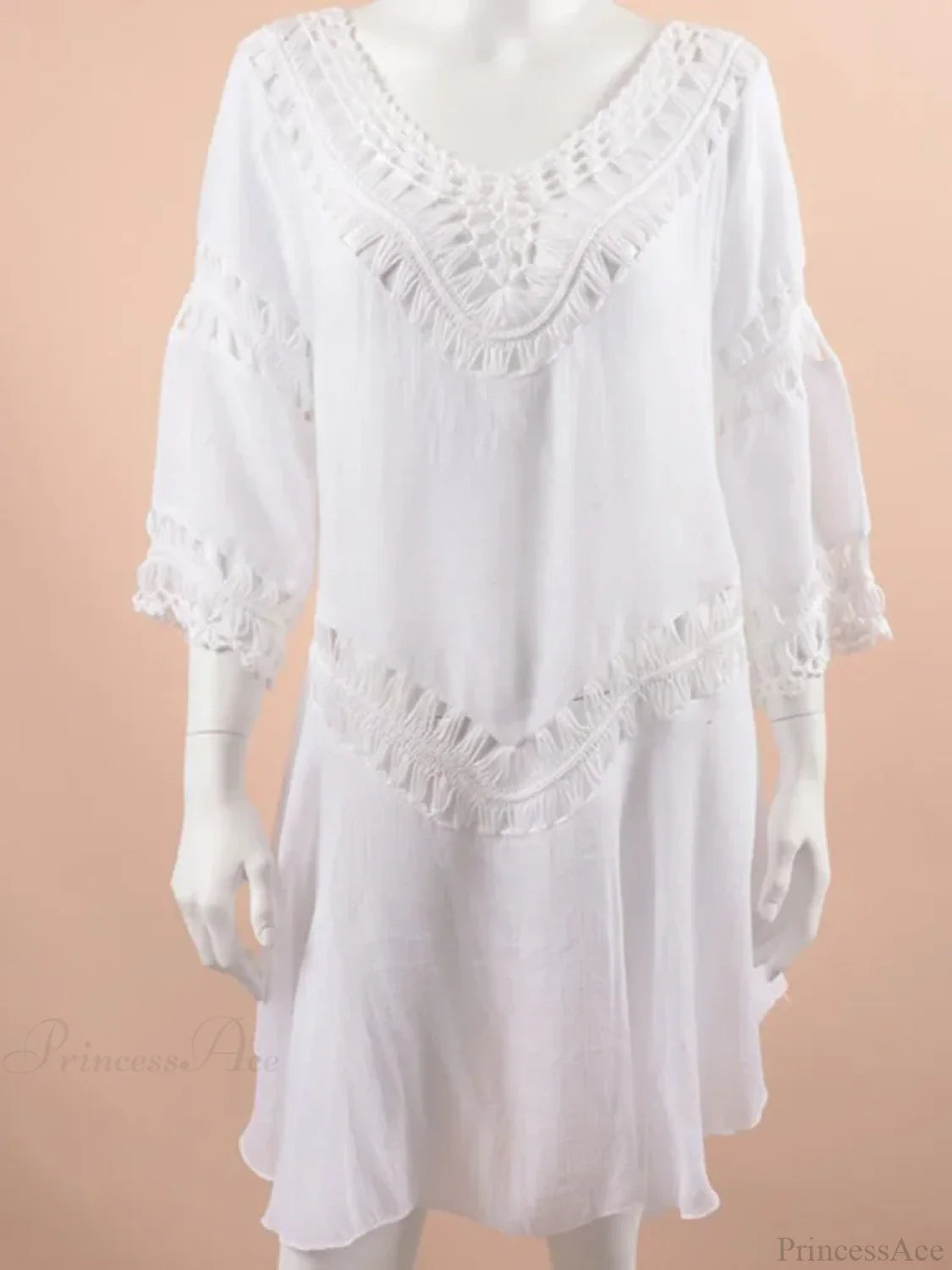 Hollow Out Bikini Mini Cover Up WHITE / One Size