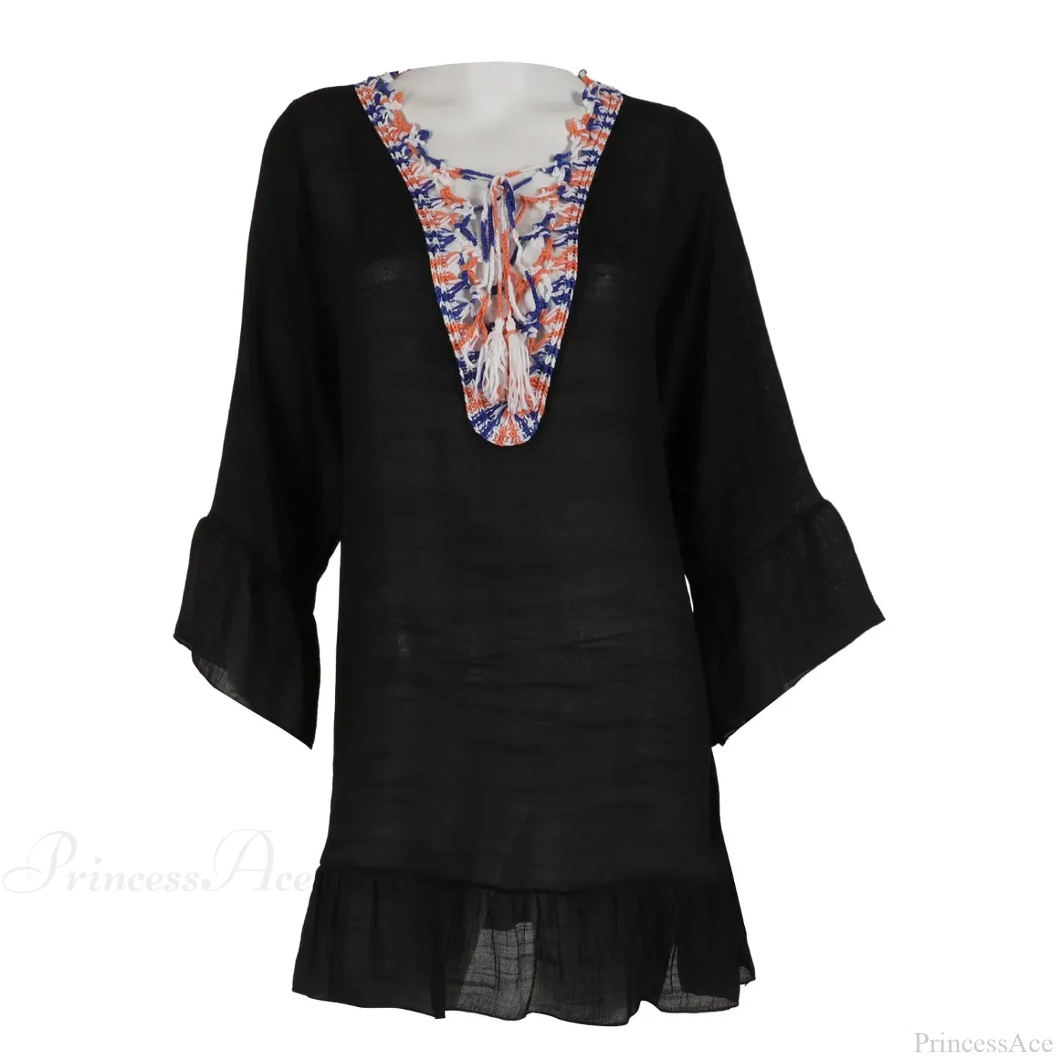 Hollow Out Crochet Bikini Cover Up E-Black / One Size