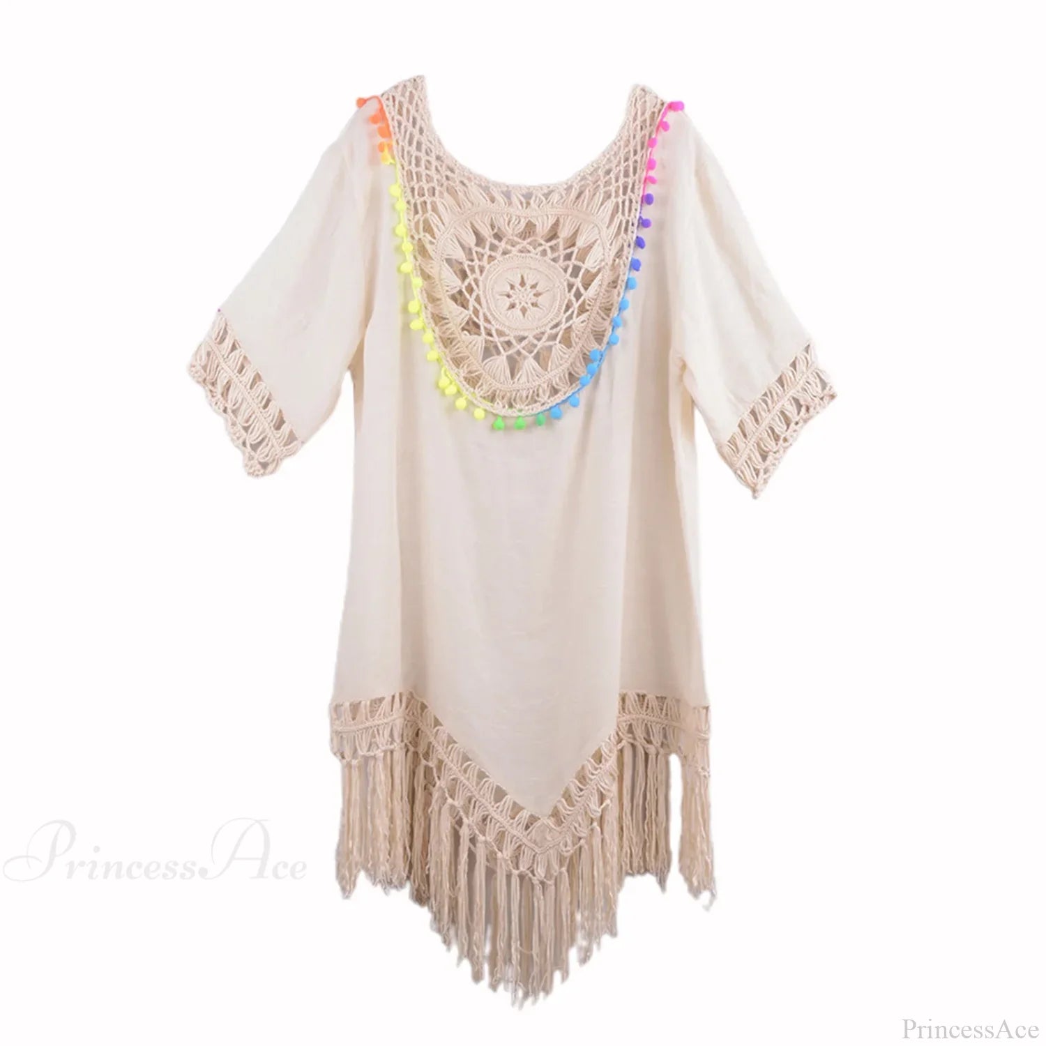 Hollow Out Crochet Bikini Cover Up F-Apricot / One Size