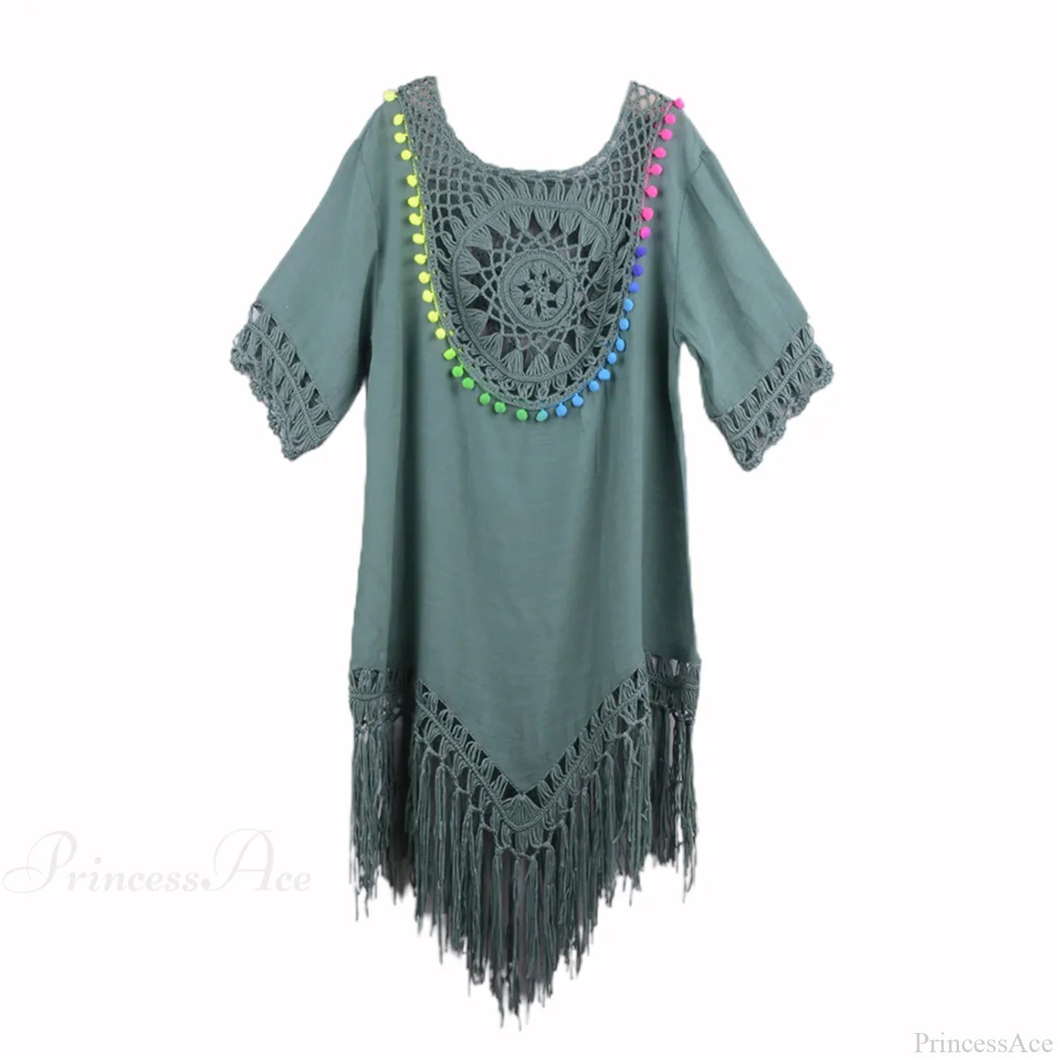 Hollow Out Crochet Bikini Cover Up F-Green / One Size