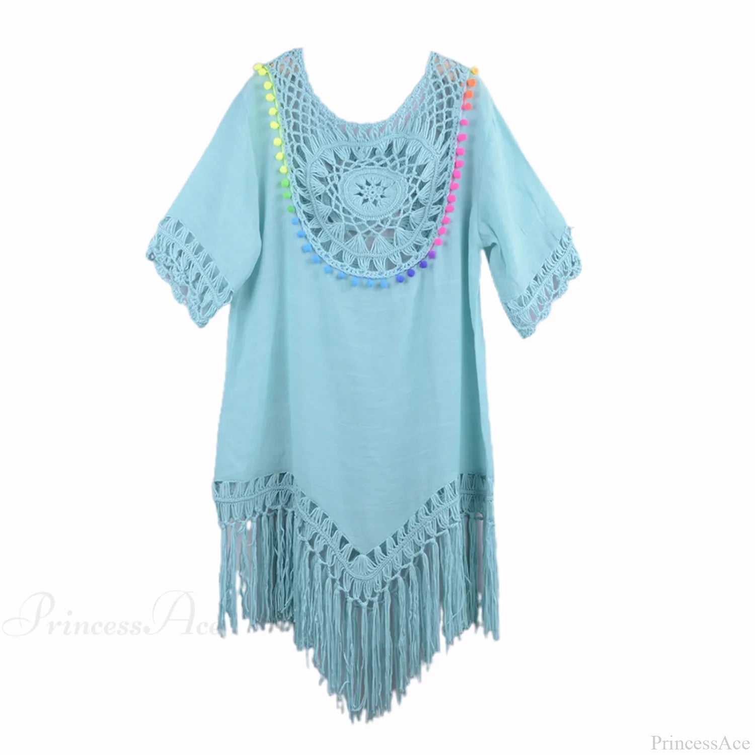 Hollow Out Crochet Bikini Cover Up F-Sky Blue / One Size