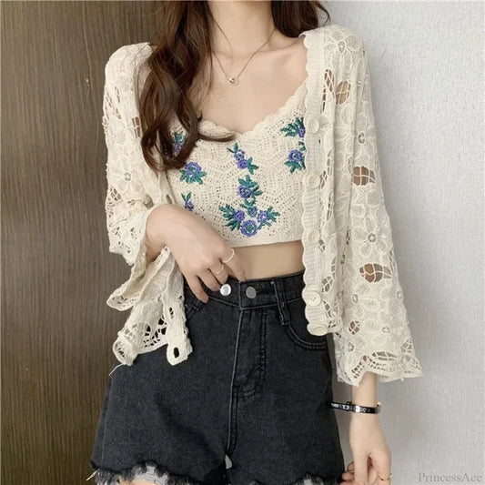 Hollow Out Elegant Long Sleeve Shrug Cardigan cardiagn-250126