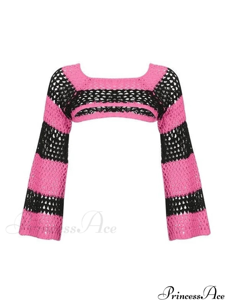 Hollow Out Star Trendy Crochet Knit Top Sweaters