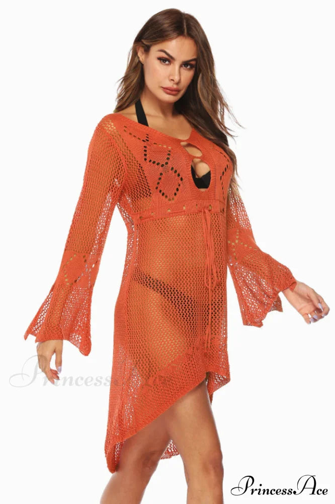 Hollow Out Trumpet Charming Sleeve Cover Up