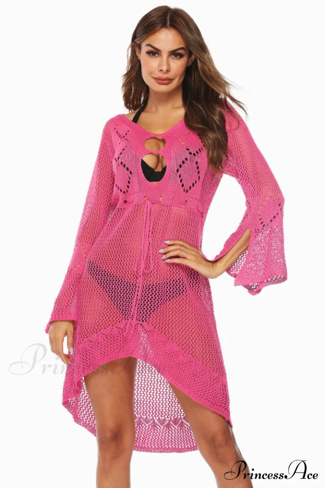Hollow Out Trumpet Sleeve Cover Up - Dress In Beauty