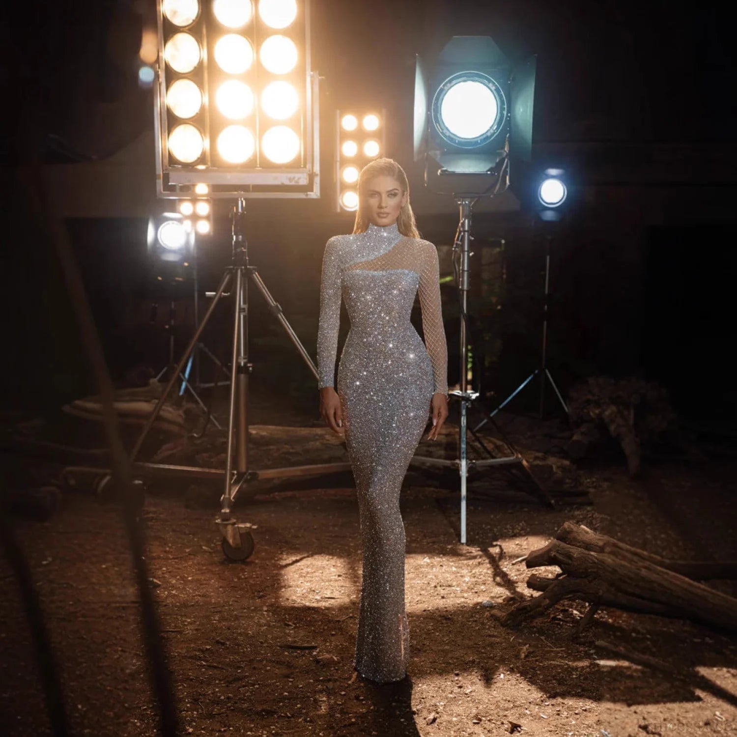 Hollow Sequin Backless Slim Fit Prom Dress promdress-250223