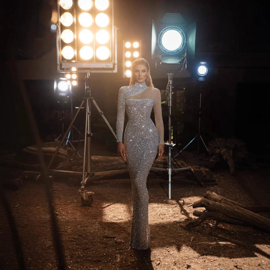 Hollow Sequin Backless Slim Fit Prom Dress promdress-250223