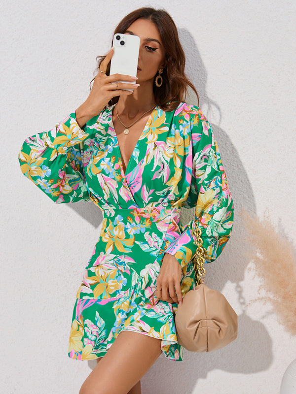 For Gown V-Neck And Flare Fit Wrap Flowered Women Coats-L