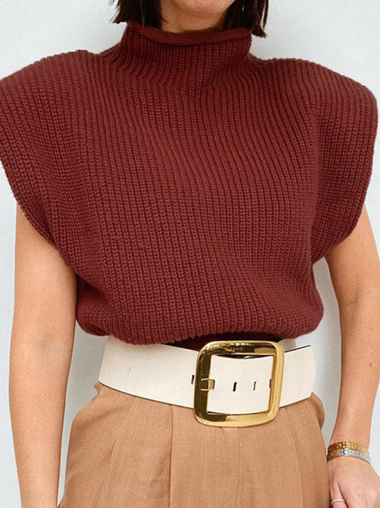 New solid color sexy turtleneck short-sleeved sweater top Wine Red clothes shirt shirts short sleeve top tops