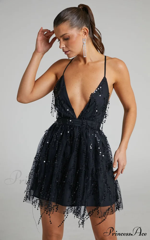 In The Stars Charming Sequin Mini Party Dress Black / M Dresses