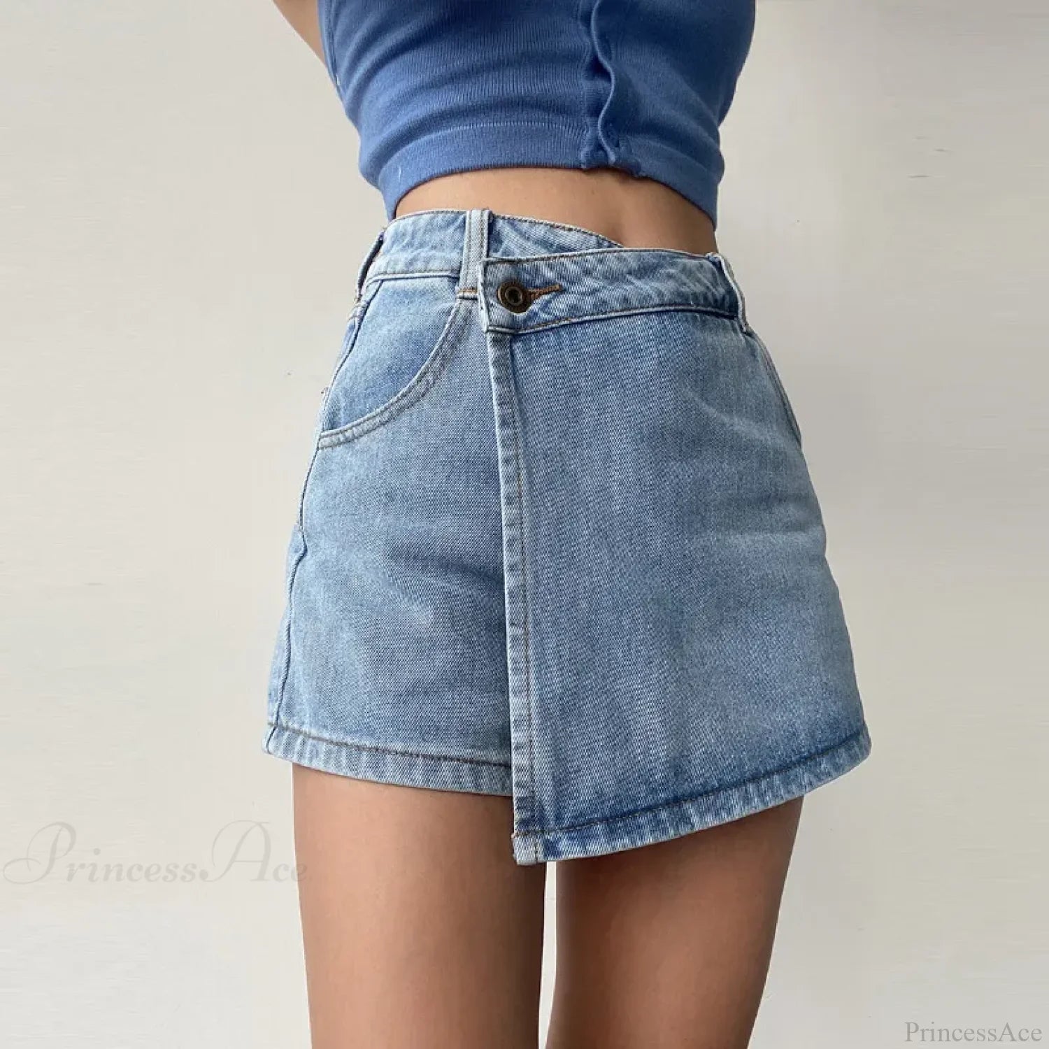 Irregular High Waist Denim Skirt