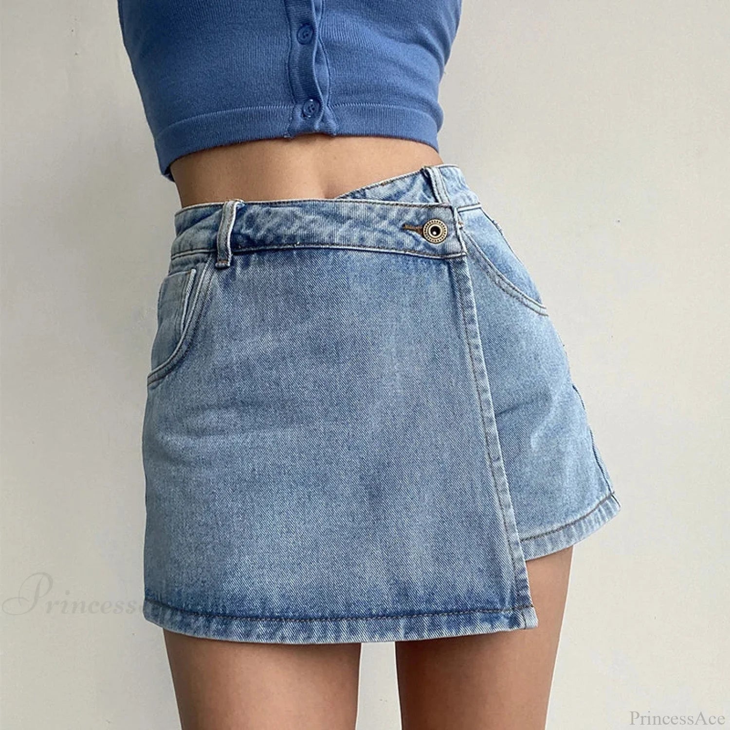 Irregular High Waist Denim Skirt