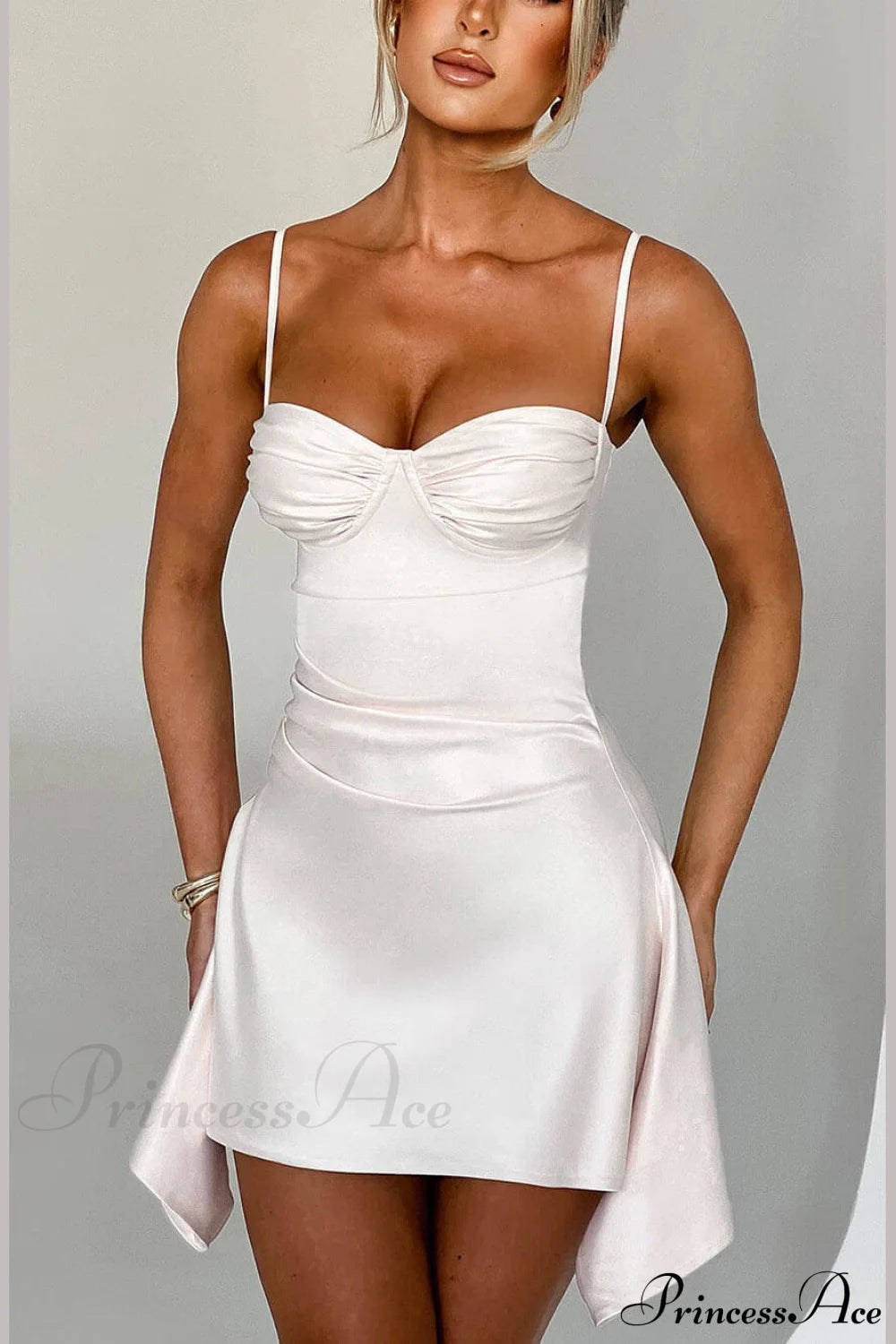 Irregular Strap Stylish Mini Dress Dresses