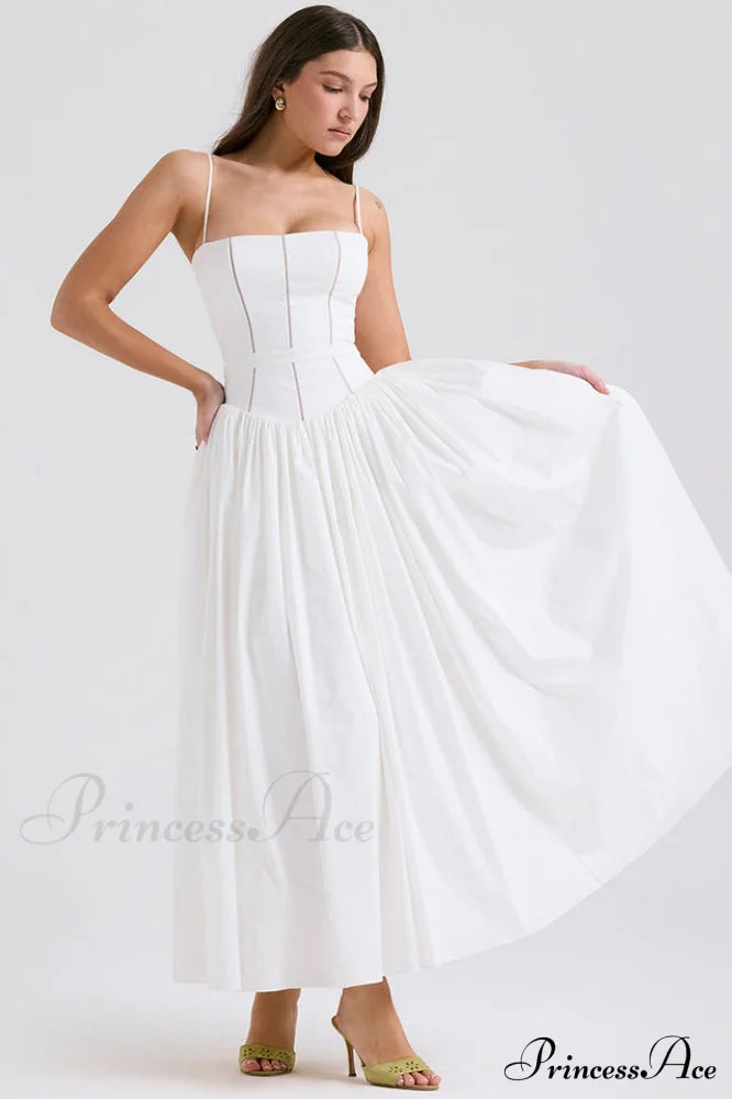 Isabella White Stylish Cotton Sundress