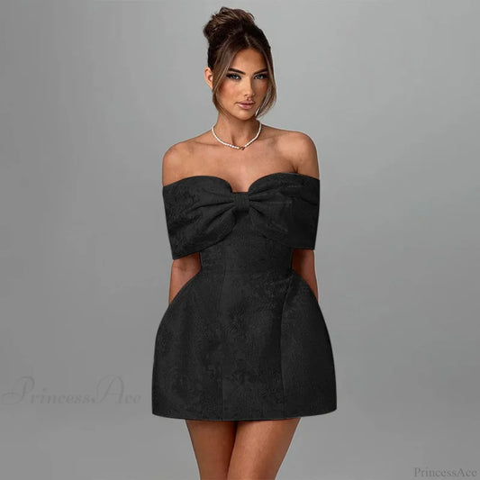 Jacquard Waist Wrap A-line Vacation Dress Black / S vacationdress-250223