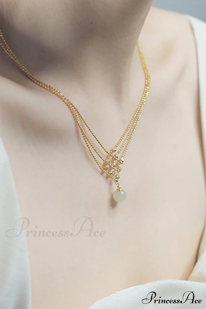 Jade Necklace With Three Beaded Layers Jewelry