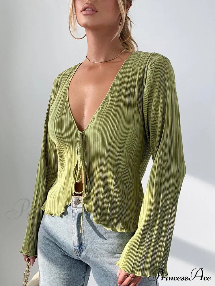 Jasmine Elegant Blouse Green / L