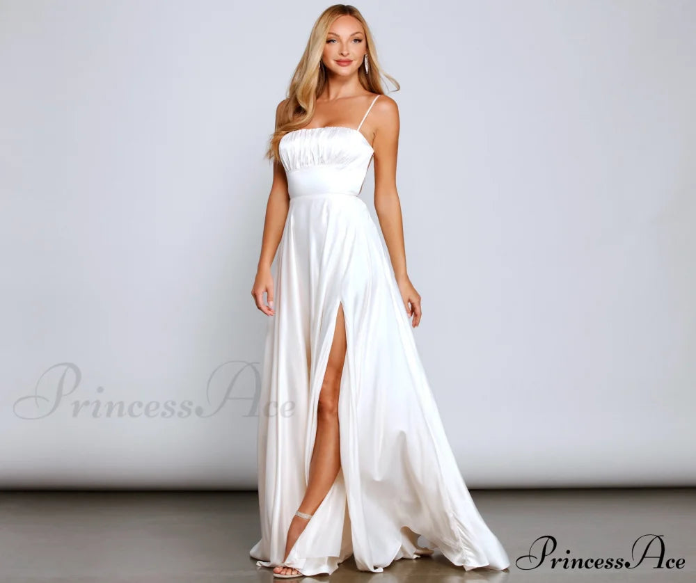 Jenny A-Line Stylish Satin Formal Dress S.o. Long Dresses