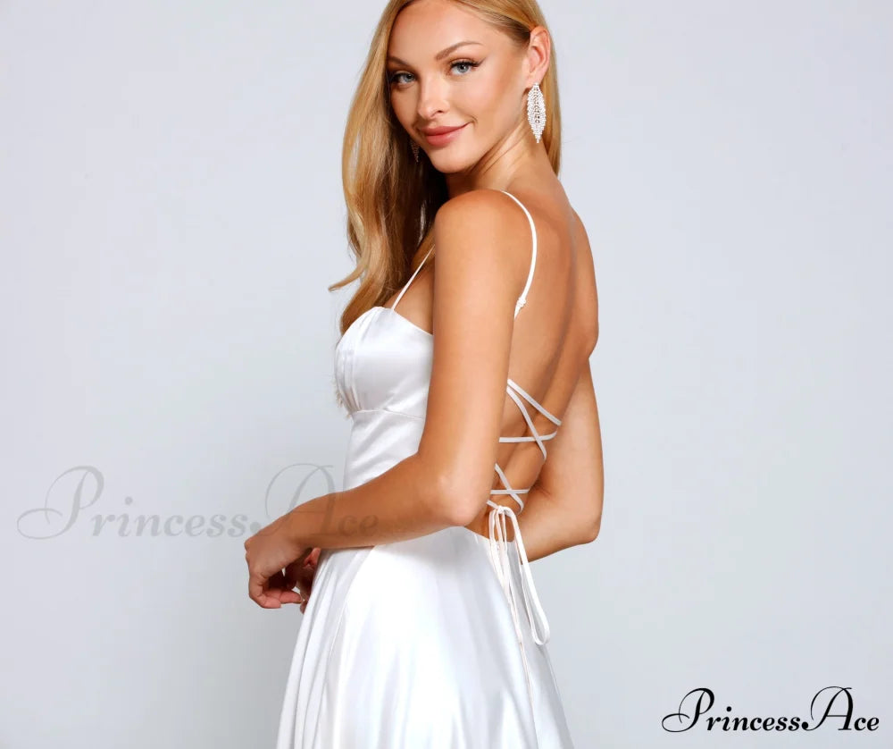 Jenny A-Line Stylish Satin Formal Dress S.o. Long Dresses