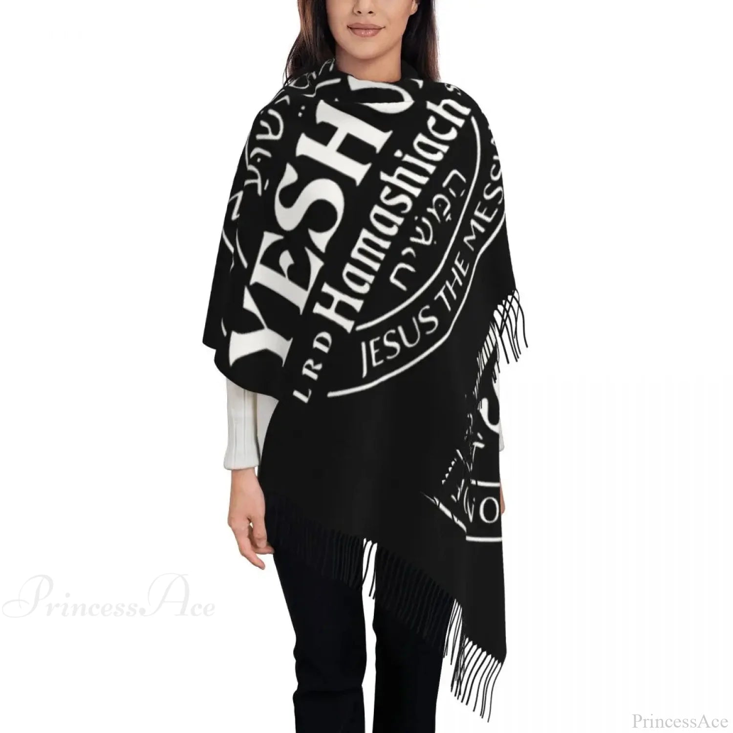 Jesus Saved My Life Warm Winter Christian Faith Shawl Wrap Scarf Black 10 / 72X197Cm Scarfs-L