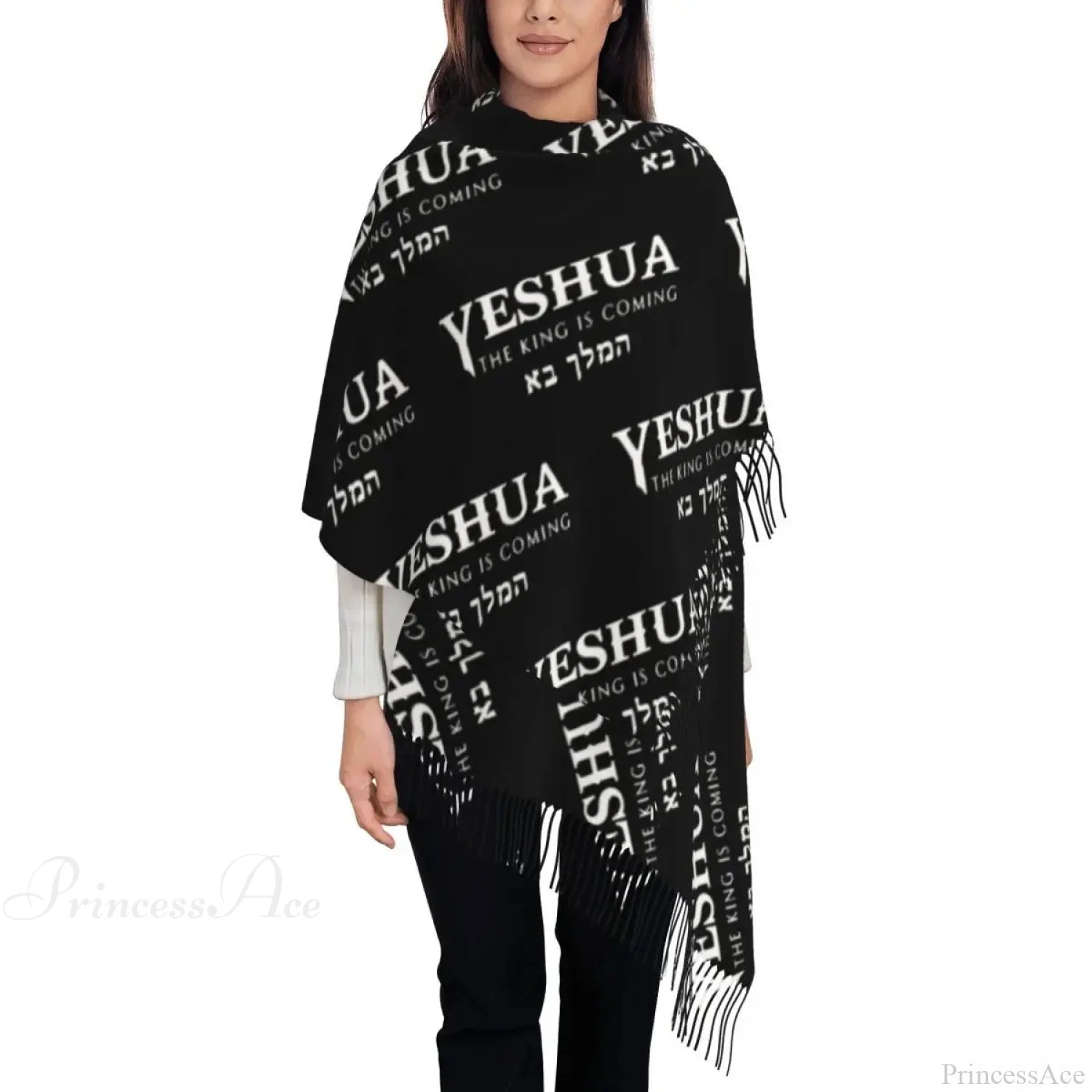 Jesus Saved My Life Warm Winter Christian Faith Shawl Wrap Scarf Black 14 / 72X197Cm Scarfs-L