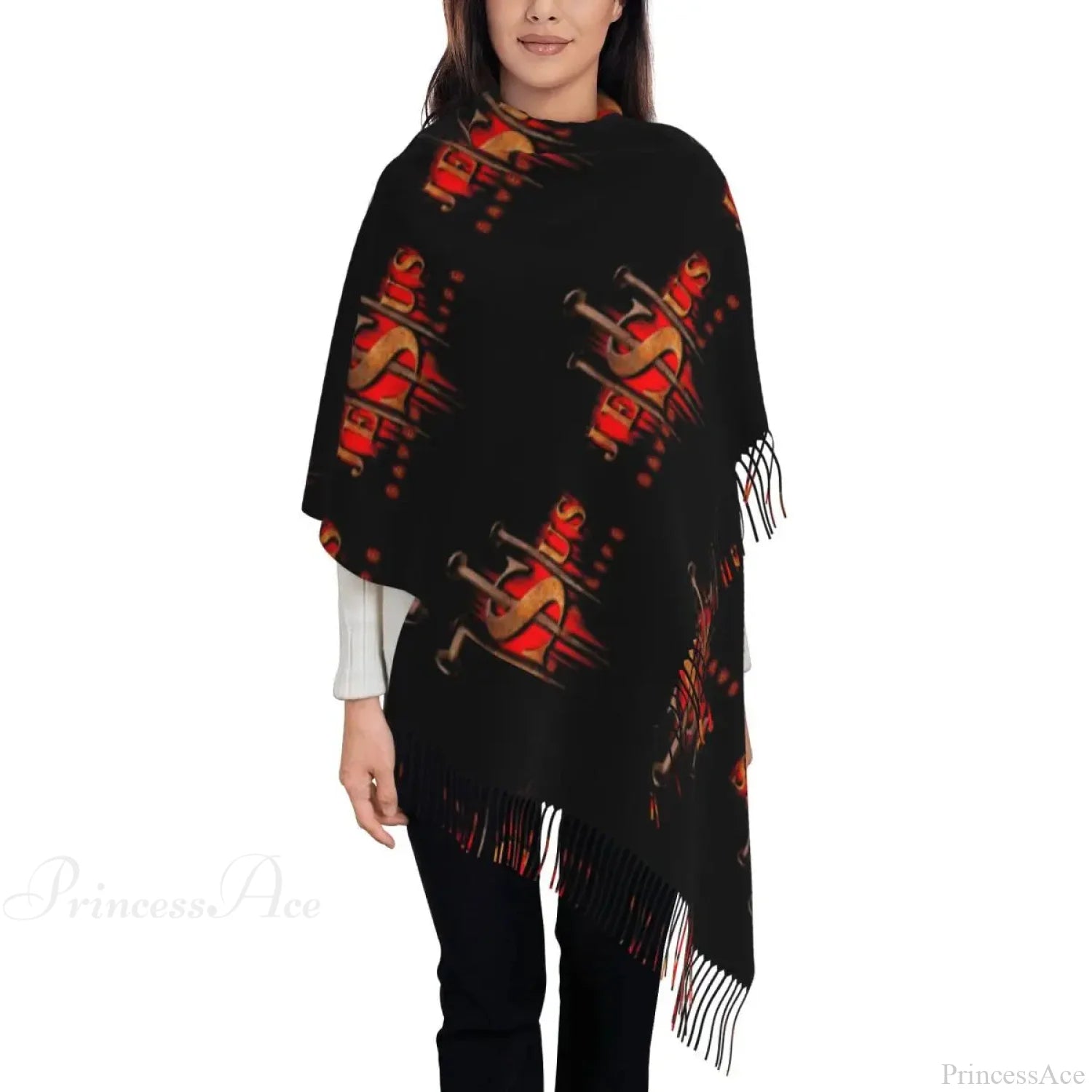 Jesus Saved My Life Warm Winter Christian Faith Shawl Wrap Scarf Red / 72X197Cm Scarfs-L