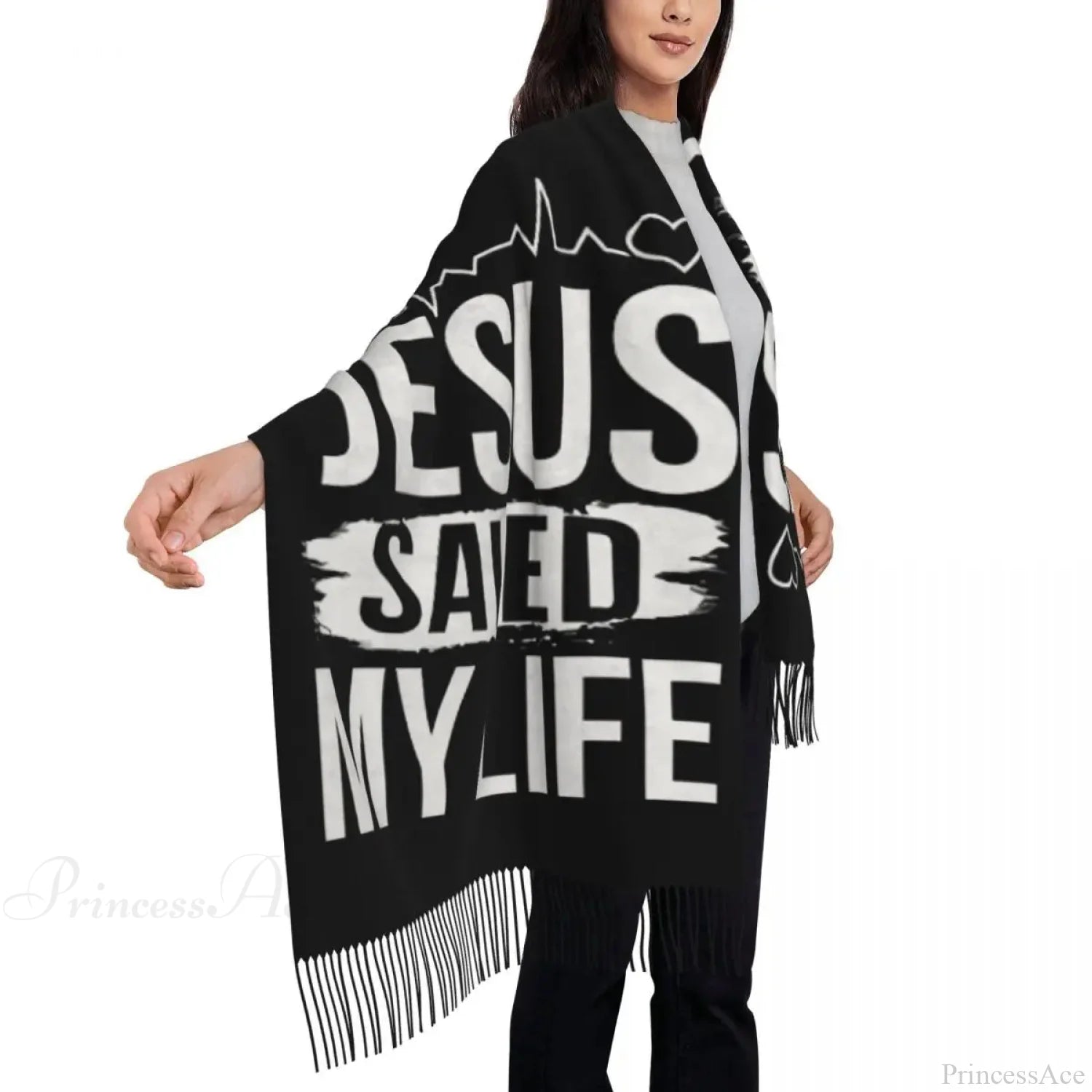 Jesus Saved My Life Warm Winter Christian Faith Shawl Wrap Scarf Scarfs-L