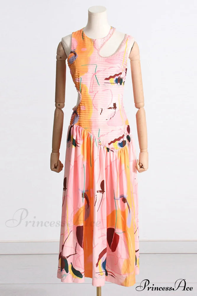 Jolie Abstract Stylish Cut-Out Midi Dress