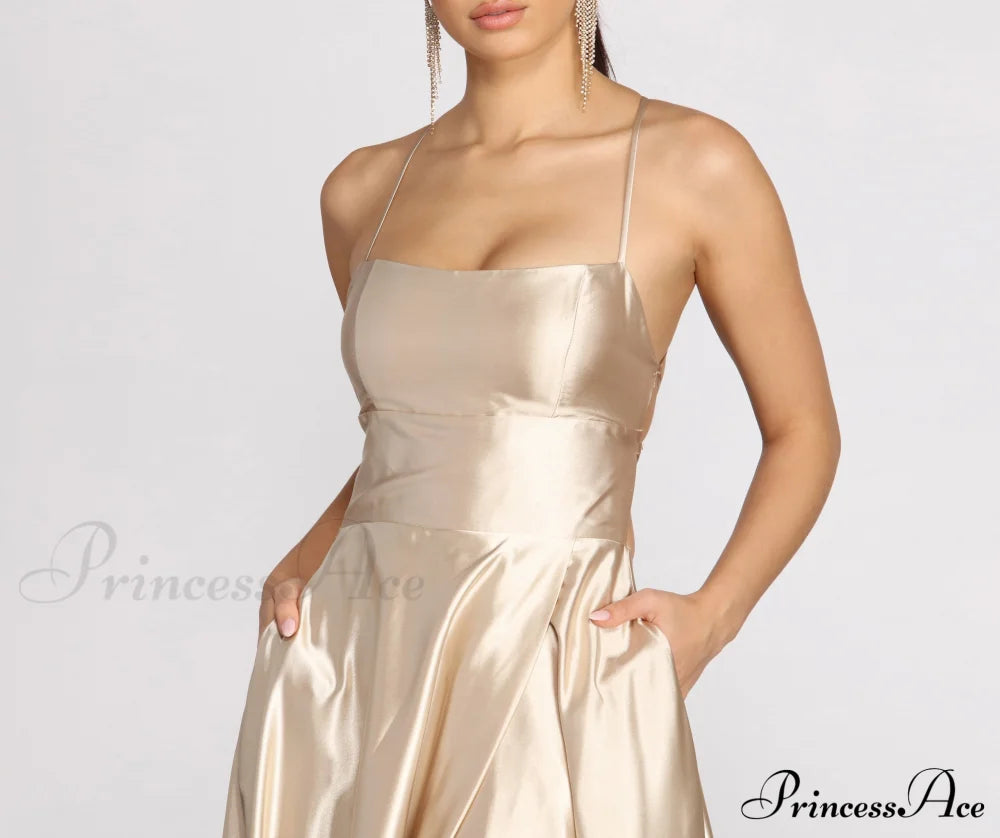 Kaia Satin Stylish A-Line Dress S.o. Long Dresses