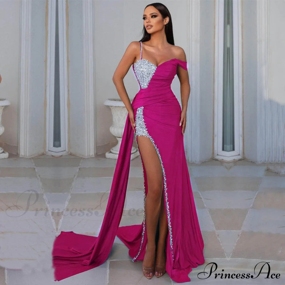 Kaleigh Off Stylish Shoulder Dress Rose Red / S S.o. Long Dresses
