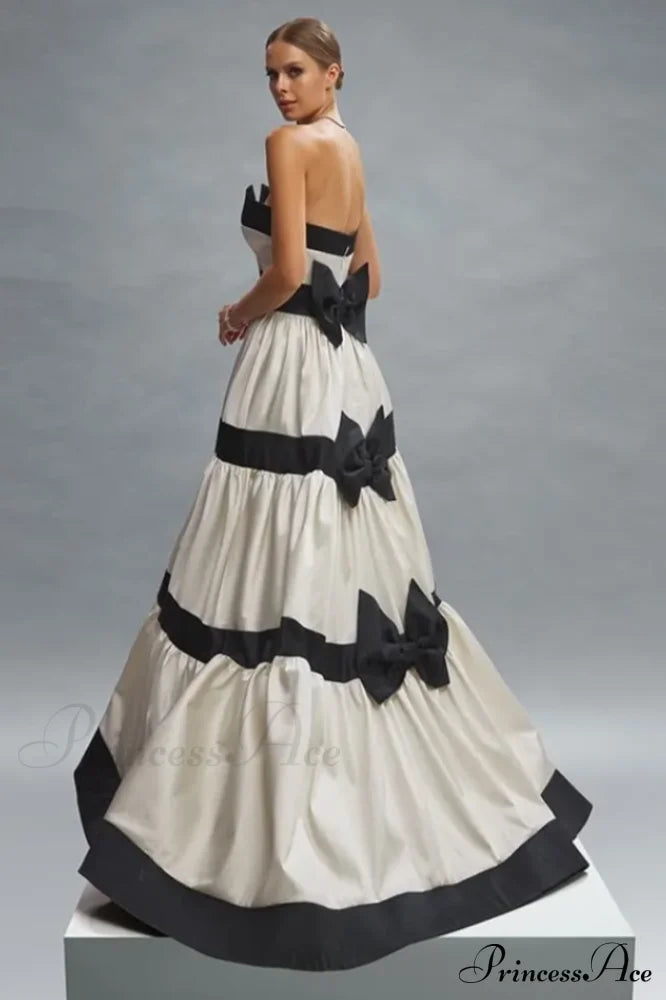 Karen Colorblock Stylish Bowknot Maxi Dress