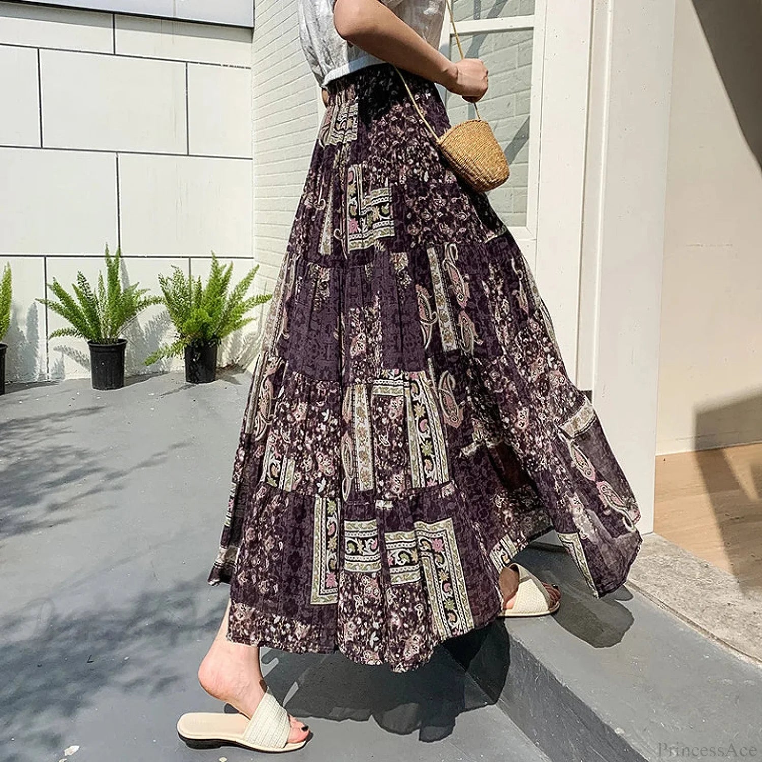 Kawaii Chiffon Splice Floral Tea Break Skirt skirt-250126