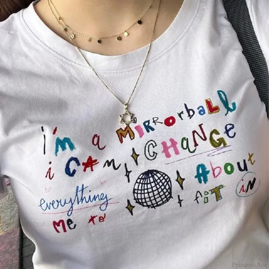 Kawaii Letter Print Crop Top T-shirt t-shirt-250223