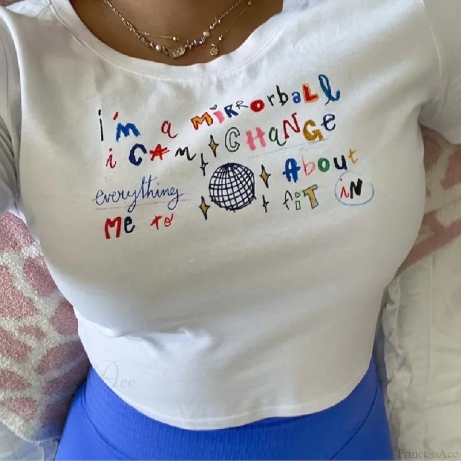 Kawaii Letter Print Crop Top T-shirt white01 / S t-shirt-250223