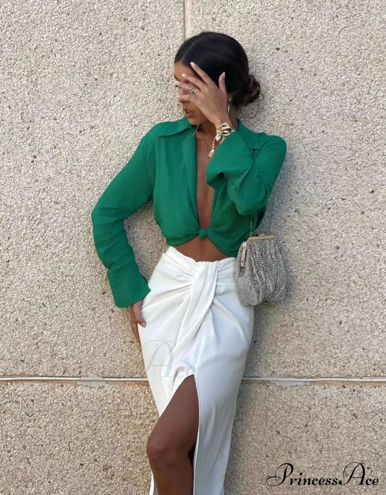 Kaya Green Top Tops & Blouses