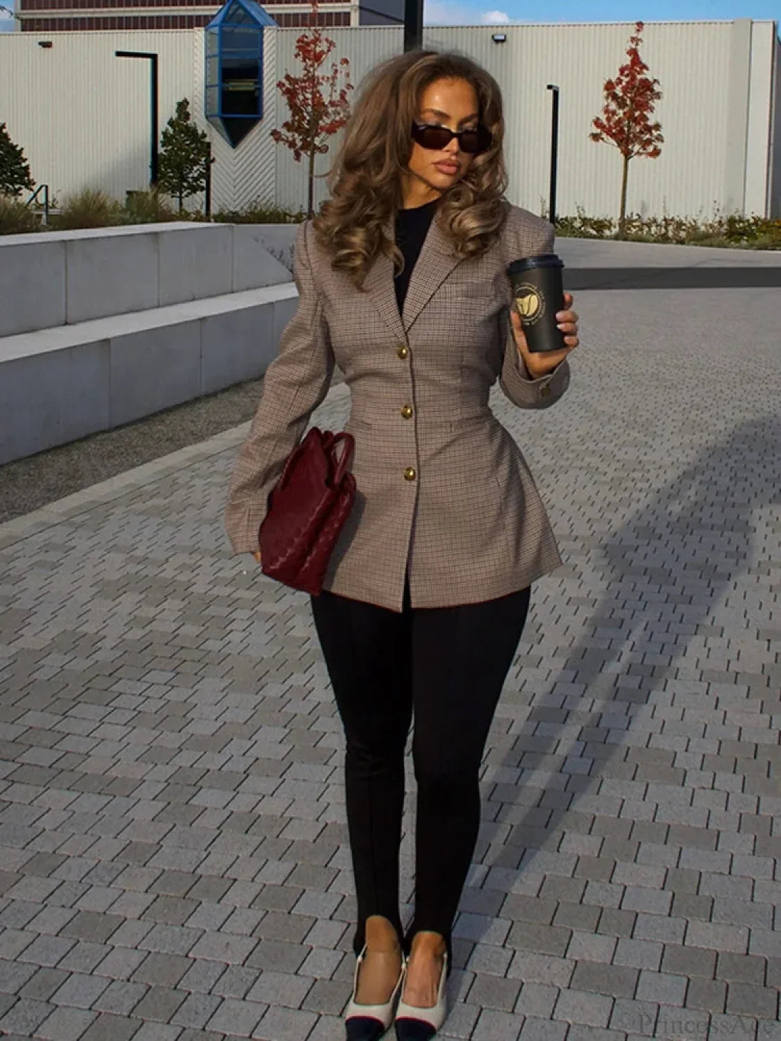 Khaki Plaid Suit Coat