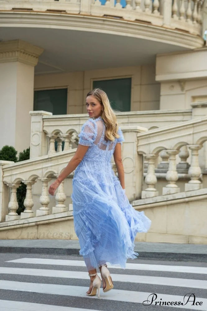 Kinley Ruched Ruffle Charming Hem Maxi Dress