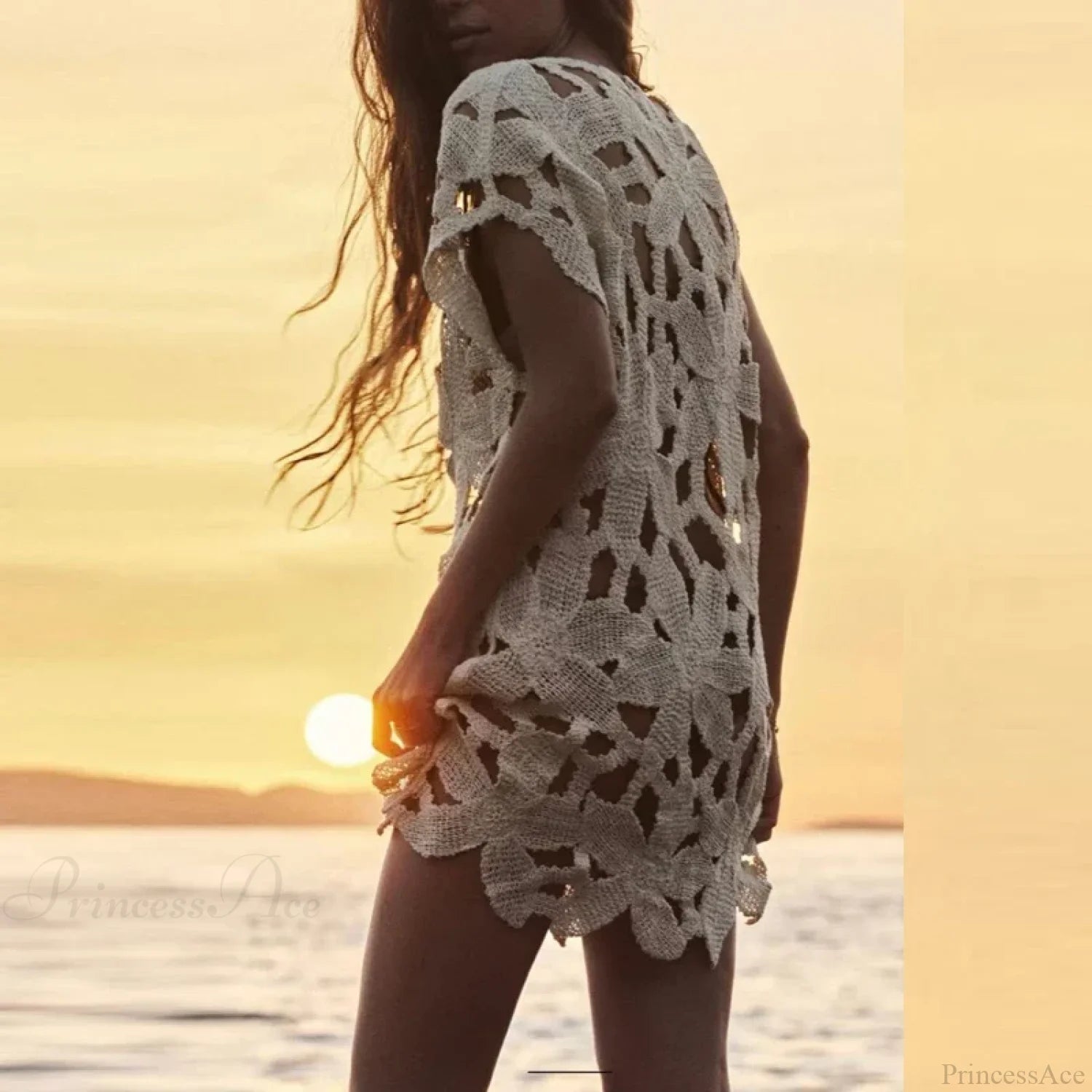 Knit Beach Dress Bikini Cover Up 01 Apricot / One Size