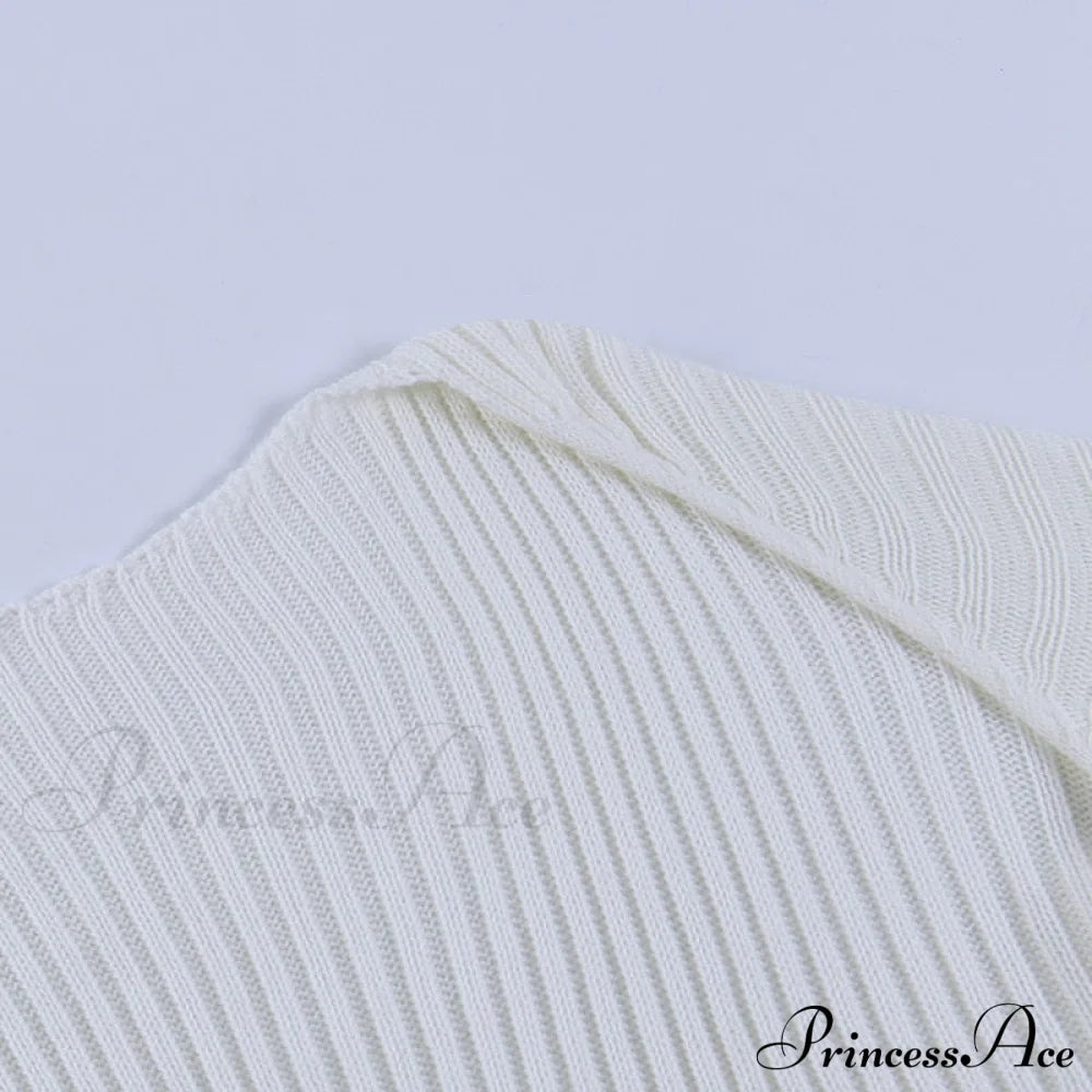 Knit Sweater Stylish Cropped Sleeve Sweaters-L