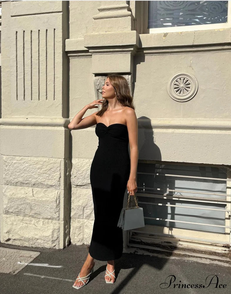 Knit Twisted Stylish Tube Midi Dress Dresses