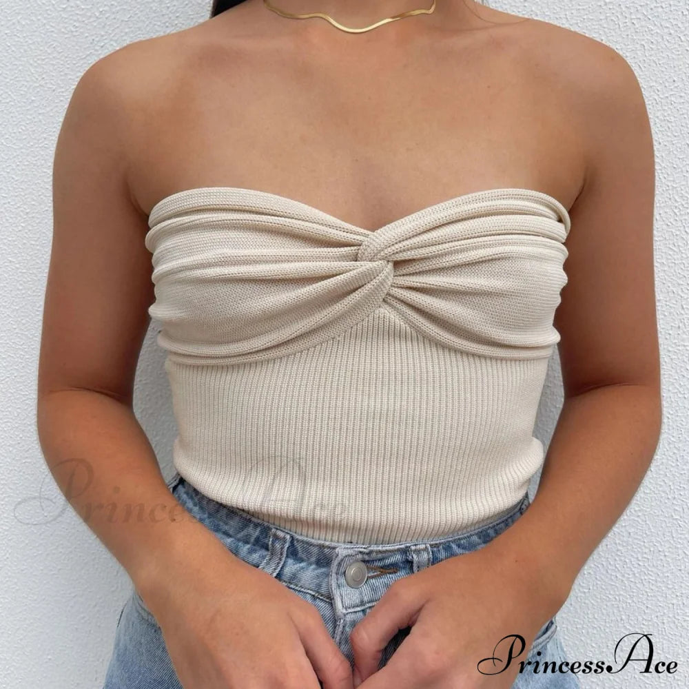 Knit Twisted Stylish Tube Top Shirts & Tops