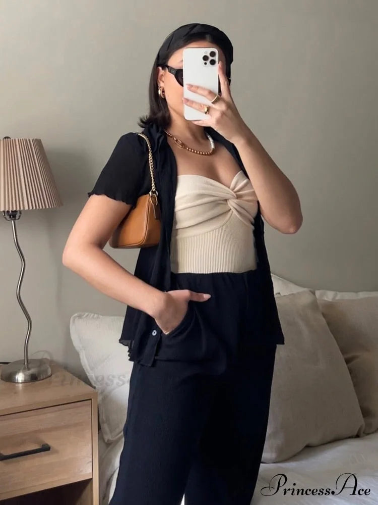 Knit Twisted Stylish Tube Top Shirts & Tops