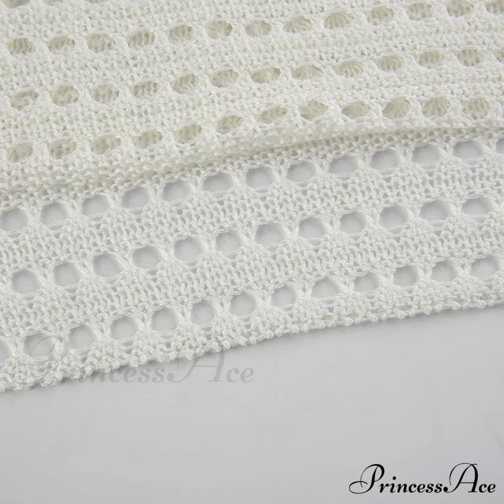 Knitted Flare Casual Vacation T-Shirts Clothes Hollow Out Warm-Season Through Women Y2K O See Neck