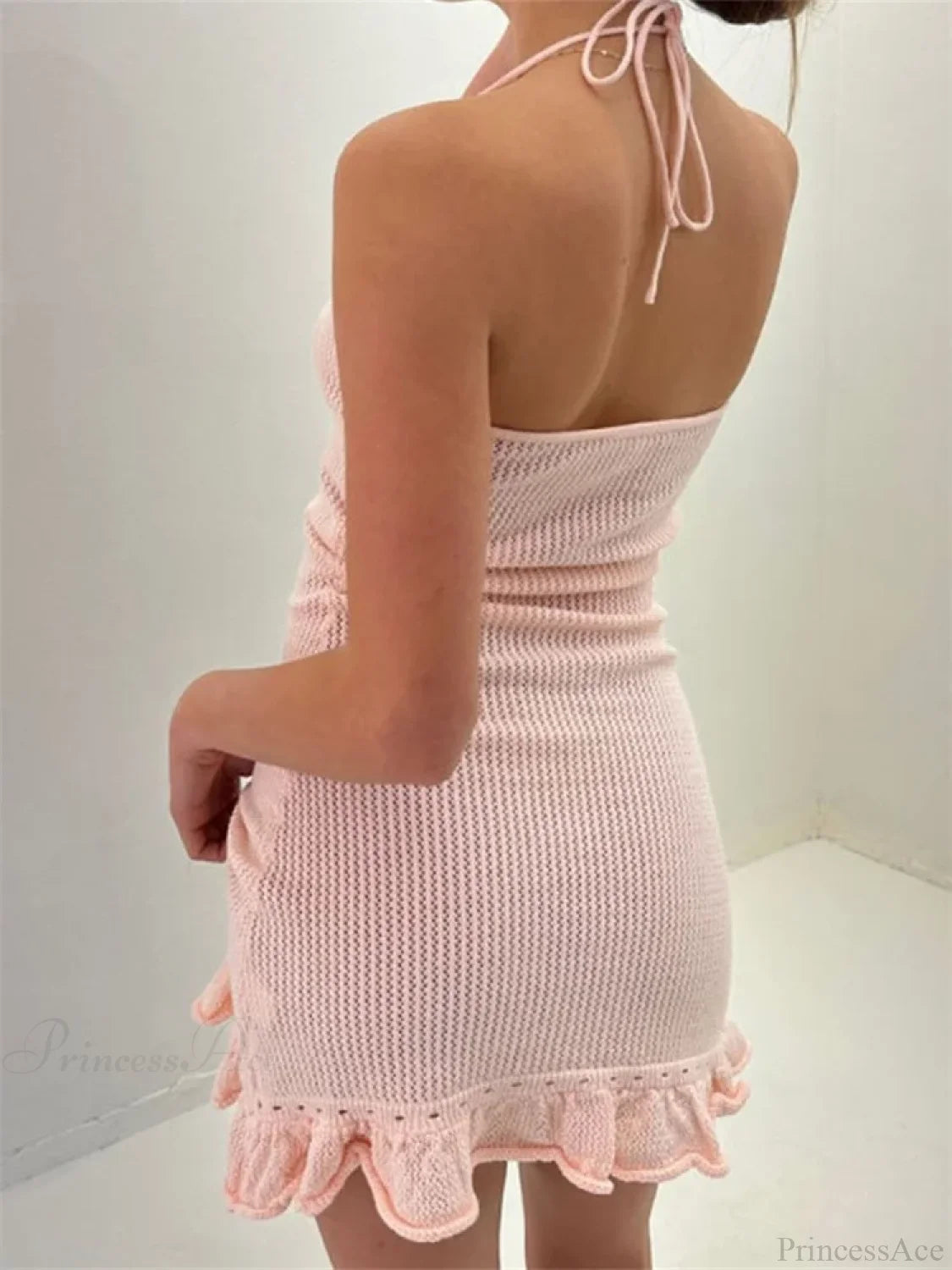 Knitted Flower Ruffled Mini Dress minidress-250223