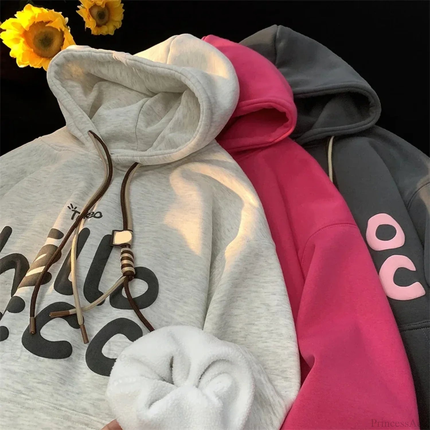Korean Fashion Letter Printed Fleece Hoodie