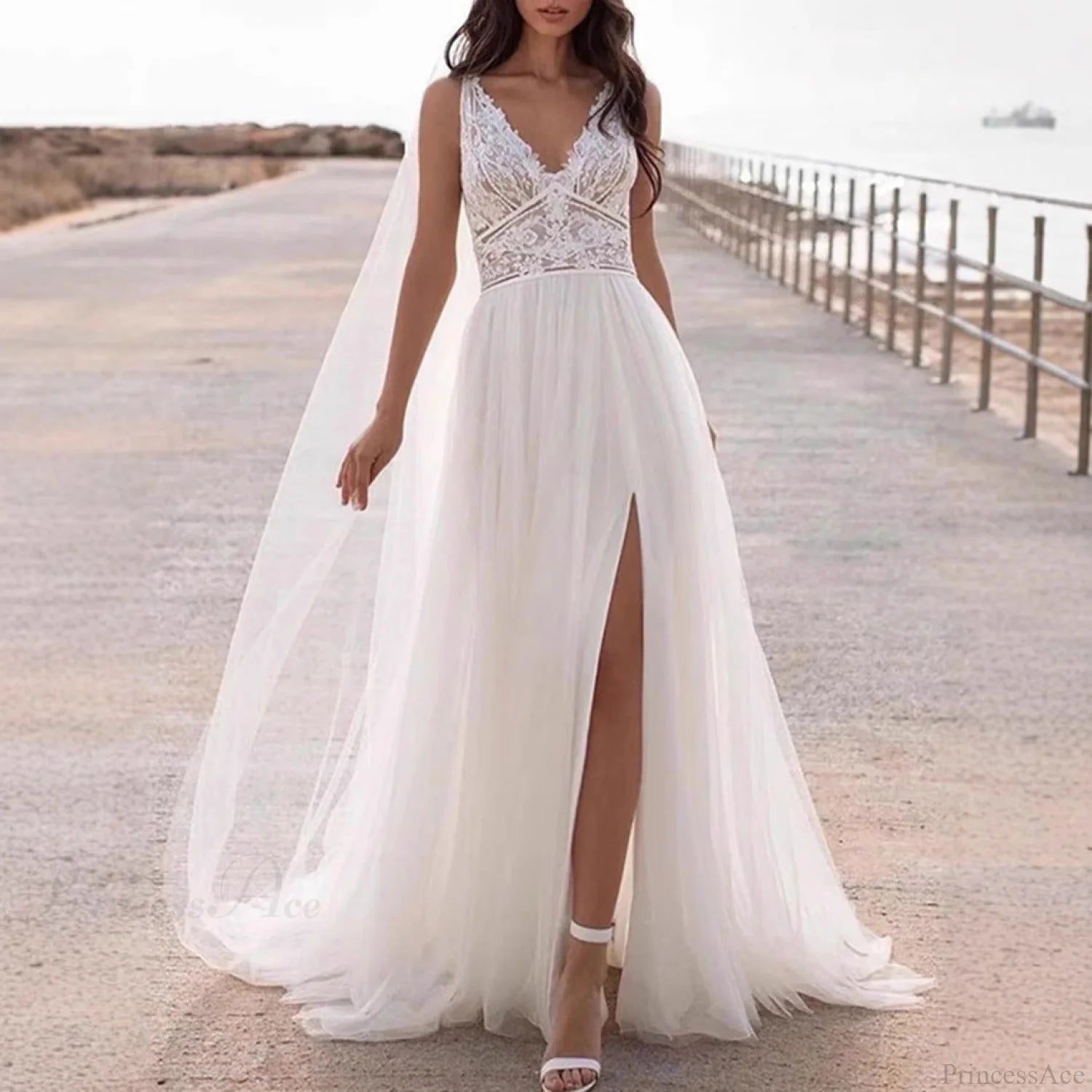 Korean Mermaid Bridal Wedding Dress white / 2 weddingdress-250223