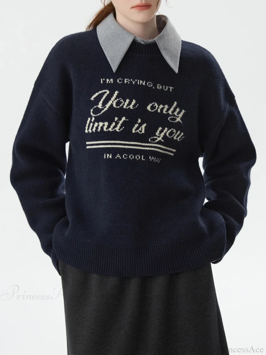 Korean Style Pullover Knitted Sweater deep blue / XS