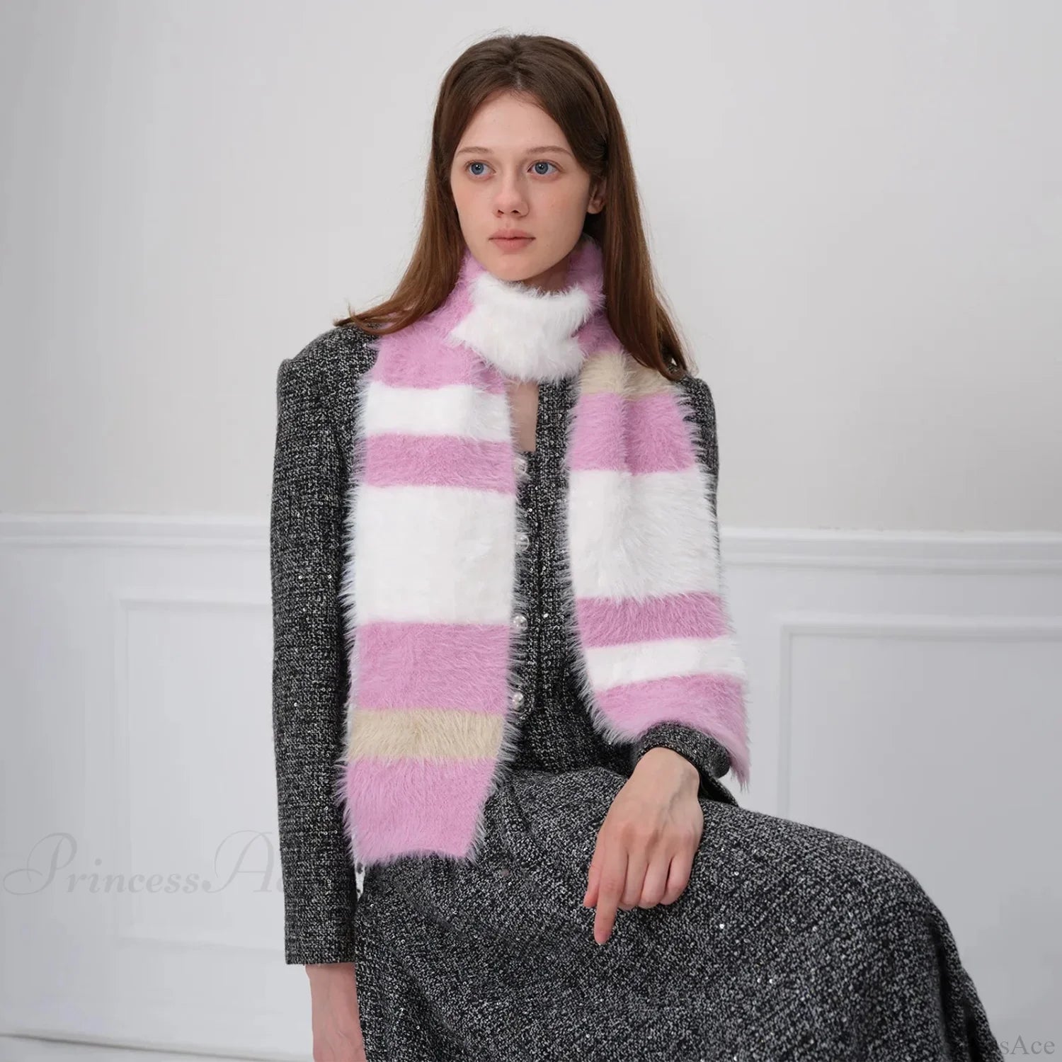 Korean Style Soft Warm Stripe Knitted Scarf For Autumn/Winter Scarfs-L