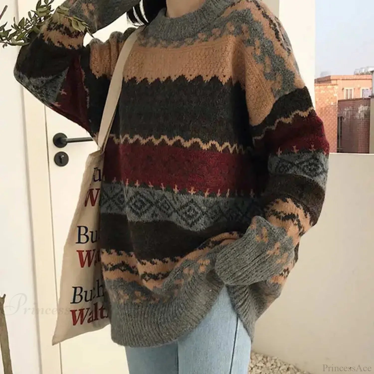 Korean Style Striped Loose Pullover Sweater